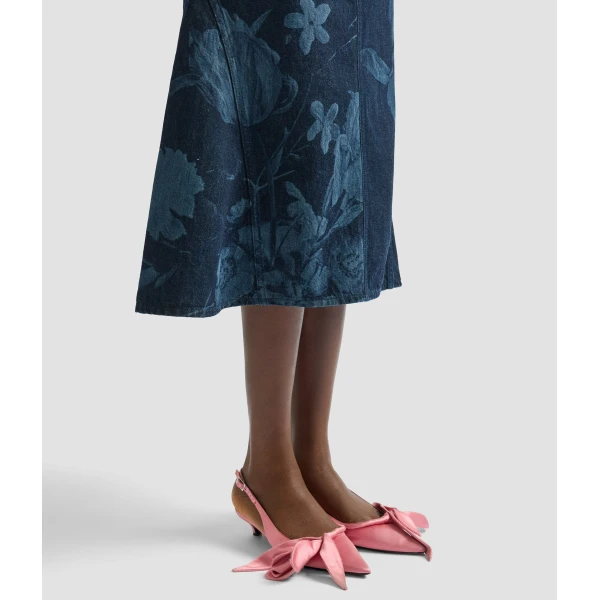 Erdem Printed Denim Flared Midi Skirt - Skirts - British Romantic Luxury at Coveti
