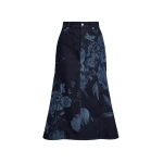 Erdem Printed Denim Flared Midi Skirt - Skirts - British Romantic Luxury at Coveti