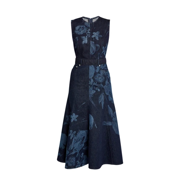 Erdem Printed Denim Sleeveless Midi Dress - Dresses - British Romantic Luxury at Coveti