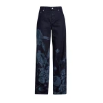 Erdem Printed Denim Straight Trouser - Pants - British Romantic Luxury at Coveti