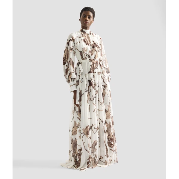 Erdem Printed Silk Voile Long Sleeve Gown - Dresses - British Romantic Luxury at Coveti