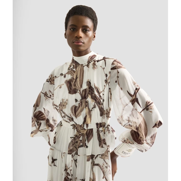 Erdem Printed Silk Voile Long Sleeve Gown - Dresses - British Romantic Luxury at Coveti