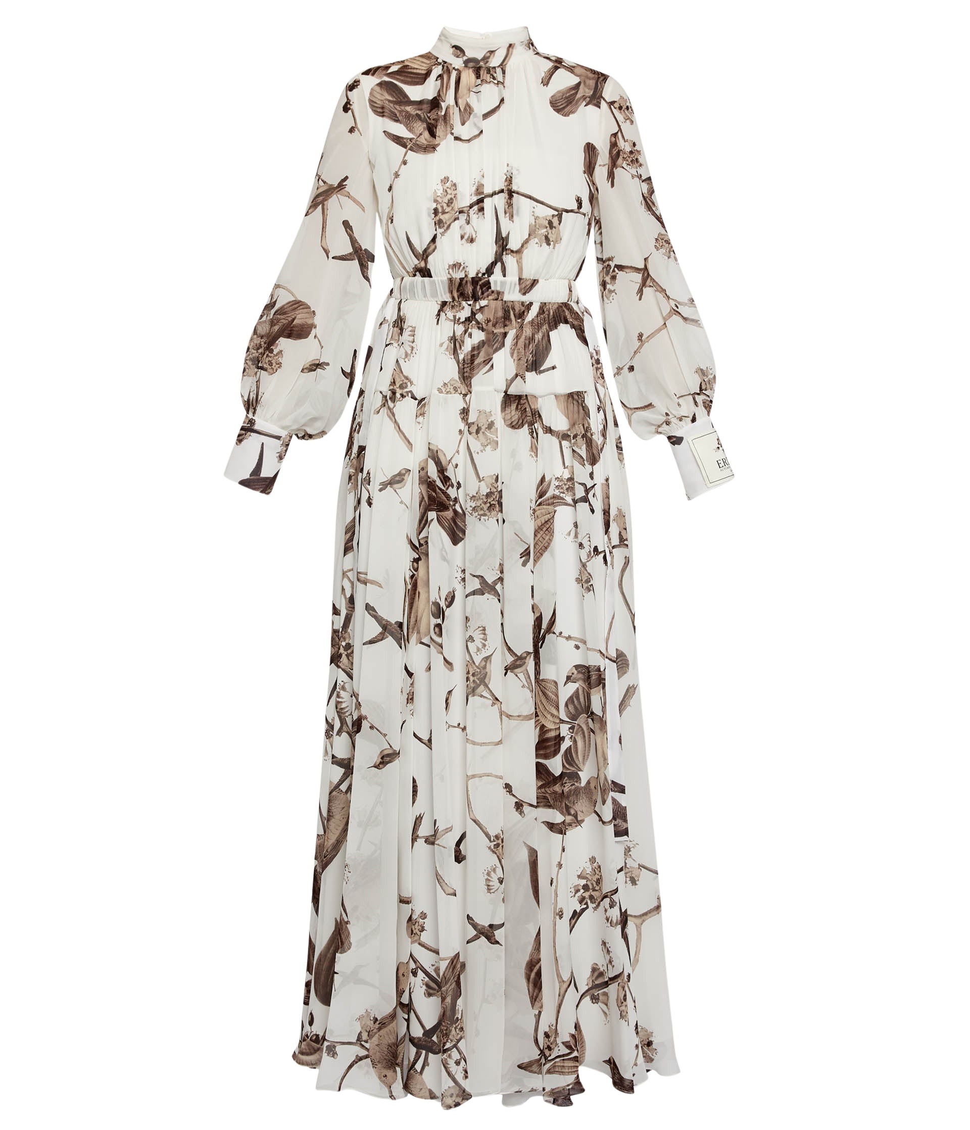 Erdem Printed Silk Voile Long Sleeve Gown