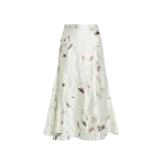 Erdem Printed Textured Satin A Line Midi Skirt - Skirts - British Romantic Luxury at Coveti