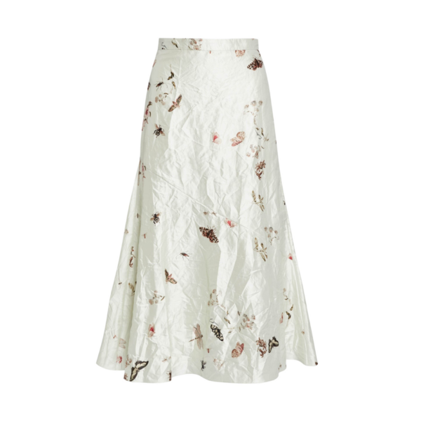Erdem Printed Textured Satin A Line Midi Skirt - Skirts - British Romantic Luxury at Coveti