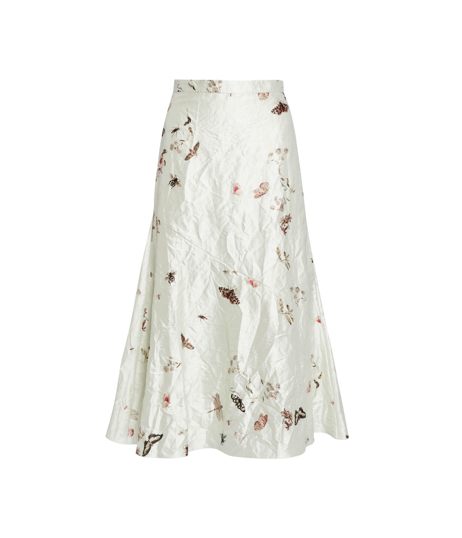 Erdem Printed Textured Satin A Line Midi Skirt - Skirts - British Romantic Luxury at Coveti