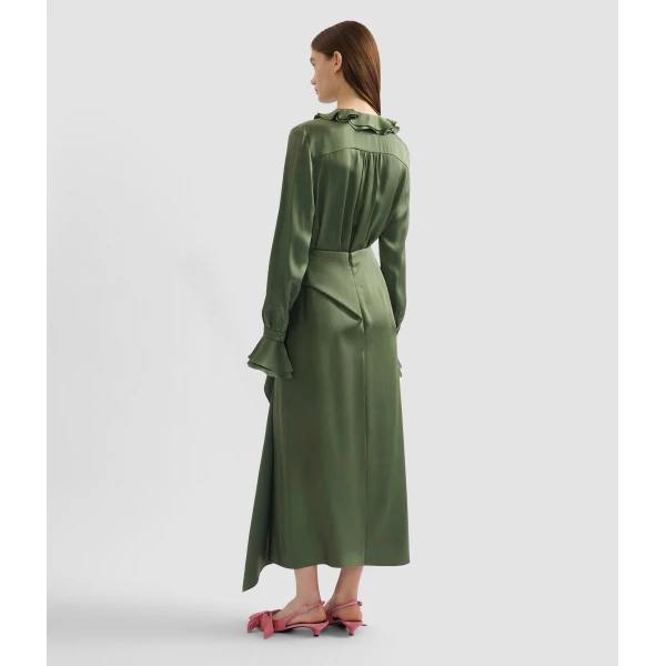 Erdem Satin Cady Draped Midi Skirt - Skirts - British Romantic Luxury at Coveti