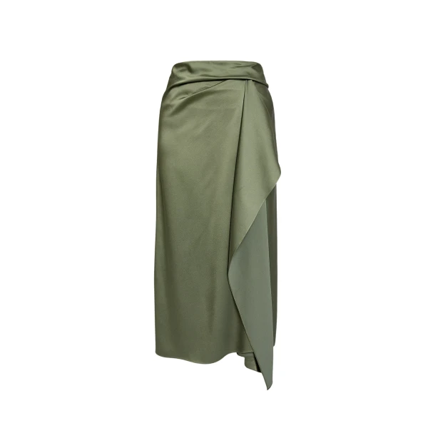 Erdem Satin Cady Draped Midi Skirt - Skirts - British Romantic Luxury at Coveti