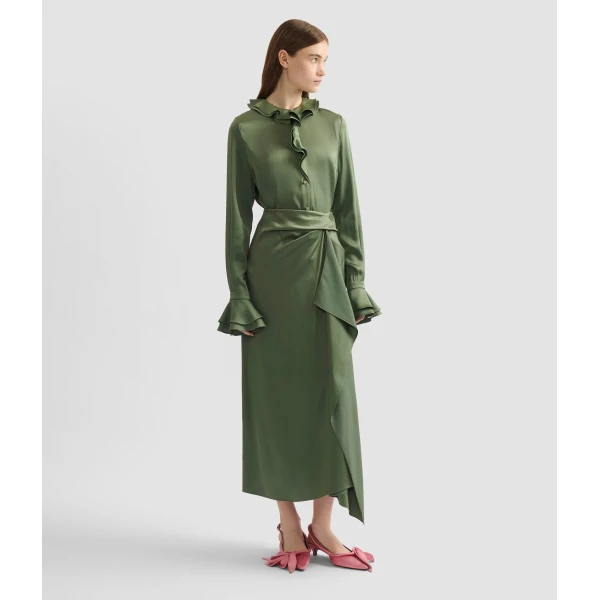 Erdem Satin Cady Long Sleeve Shirt - Tops - British Romantic Luxury at Coveti