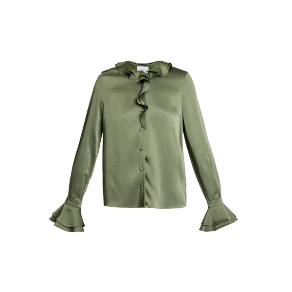 Erdem Satin Cady Long Sleeve Shirt - Tops - British Romantic Luxury at Coveti