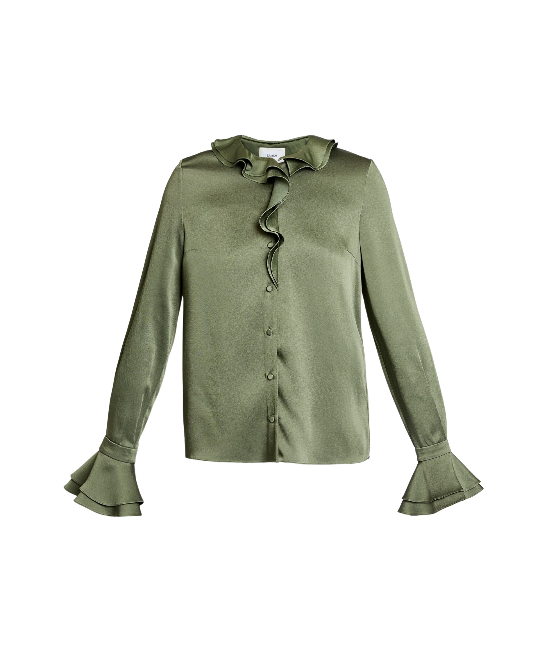 Erdem Satin Cady Long Sleeve Shirt