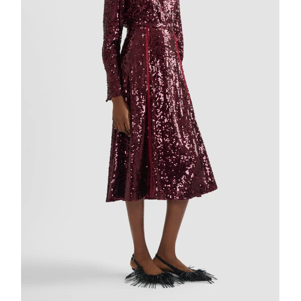 Erdem Sequin A Line Midi Skirt - Skirts - British Romantic Luxury at Coveti