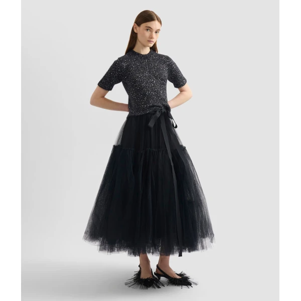 Erdem Sequin Short Sleeve Knit Top - Knitwear - British Romantic Luxury at Coveti