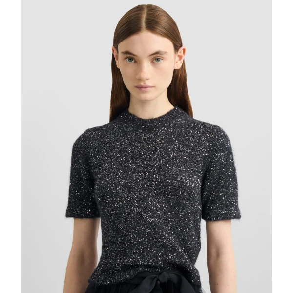 Erdem Sequin Short Sleeve Knit Top - Knitwear - British Romantic Luxury at Coveti