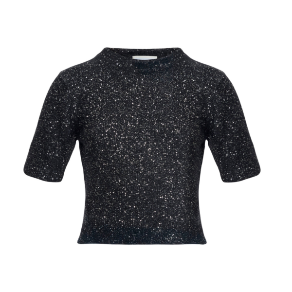 Erdem Sequin Short Sleeve Knit Top - Knitwear - British Romantic Luxury at Coveti