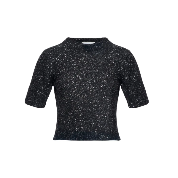 Erdem Sequin Short Sleeve Knit Top - Knitwear - British Romantic Luxury at Coveti