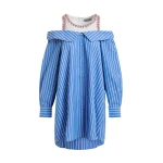 Essentiel Antwerp Blue And White Layered Shirt Dress With Embellished Tank Top - Essentiel Antwerp Dresses - Colorful Belgian Design - Shop at Coveti