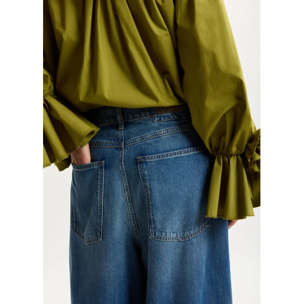 Essentiel Antwerp Blue Organic Cotton-Blend Wide-Leg Jeans, view 5