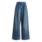 Essentiel Antwerp Blue Organic Cotton-Blend Wide-Leg Jeans - Essentiel Antwerp Pants - Colorful Belgian Design - Shop at Coveti