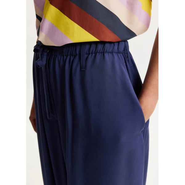 Essentiel Antwerp Dark Blue Relaxed-Fit Trousers With Drawstring Hems, view 5
