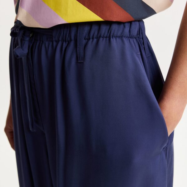 Essentiel Antwerp Dark Blue Relaxed-Fit Trousers With Drawstring Hems - Essentiel Antwerp Pants - Colorful Belgian Design - Shop at Coveti