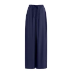 Essentiel Antwerp Dark Blue Relaxed-Fit Trousers With Drawstring Hems - Essentiel Antwerp Pants - Colorful Belgian Design - Shop at Coveti
