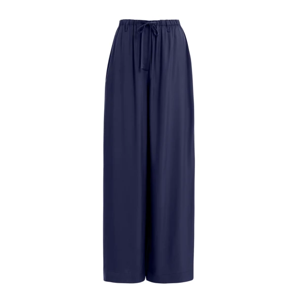 Essentiel Antwerp Dark Blue Relaxed-Fit Trousers With Drawstring Hems - Essentiel Antwerp Pants - Colorful Belgian Design - Shop at Coveti