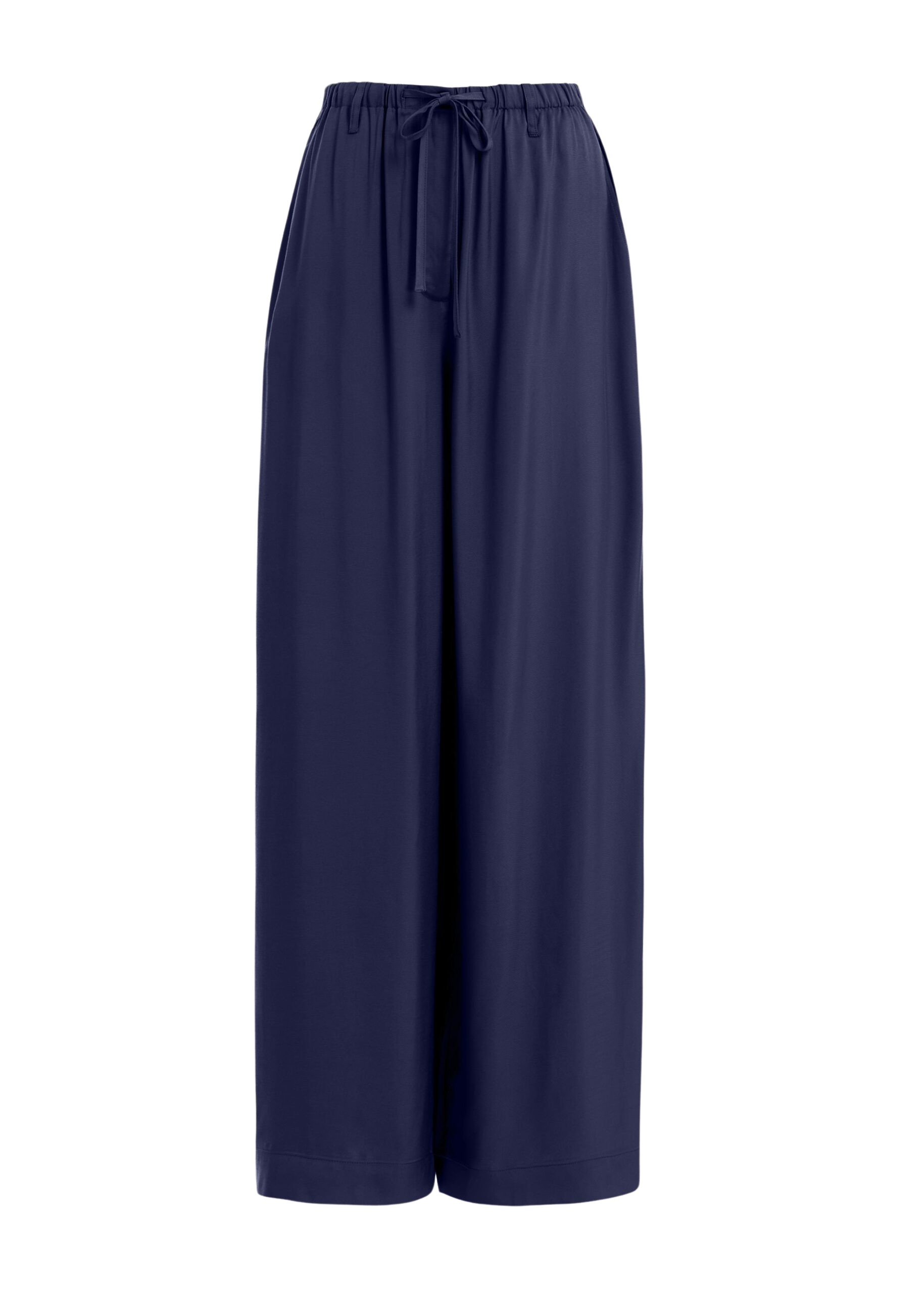 Essentiel Antwerp Dark Blue Relaxed-Fit Trousers With Drawstring Hems - Essentiel Antwerp Pants - Colorful Belgian Design - Shop at Coveti