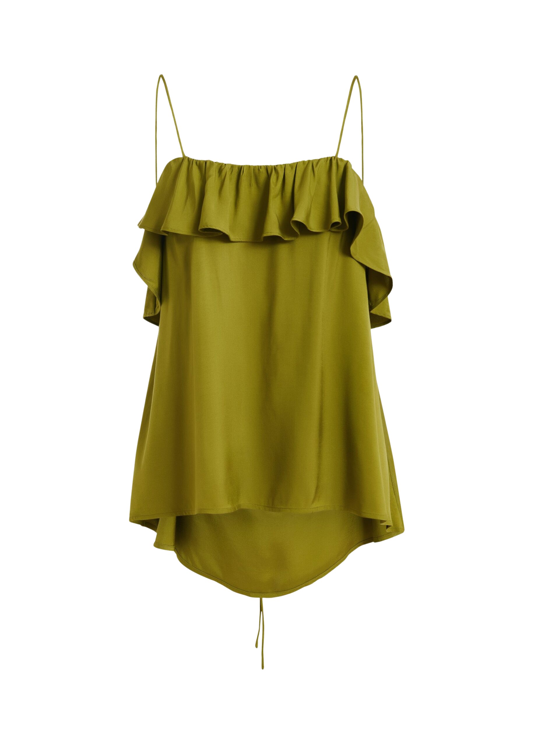 Essentiel Antwerp Green Ruffled Camisole Top With Tie-Back Detail - Essentiel Antwerp Tops - Colorful Belgian Design - Shop at Coveti