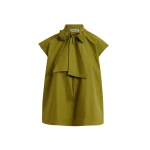 Essentiel Antwerp Green Sleeveless Top With Tie Neckline - Essentiel Antwerp Tops - Colorful Belgian Design - Shop at Coveti