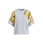 Essentiel Antwerp Grey Cotton Sweatshirt With Multicolor Sequin And Bead Embellishments - Essentiel Antwerp Knitwear - Colorful Belgian Design - Shop at Coveti