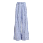 Essentiel Antwerp Light Blue And White Rhinestone-Embellished Striped Wide-Leg Pants - Essentiel Antwerp Pants - Colorful Belgian Design - Shop at Coveti