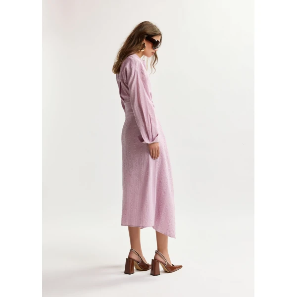 Essentiel Antwerp Light Pink Cotton Shirt Dress With Faux-Sleeve Detailing, view 5