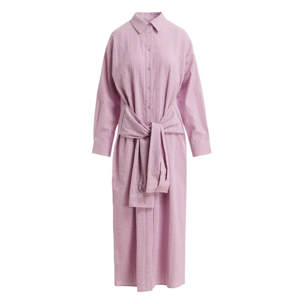 Essentiel Antwerp Light Pink Cotton Shirt Dress With Faux-Sleeve Detailing - Essentiel Antwerp Dresses - Colorful Belgian Design - Shop at Coveti