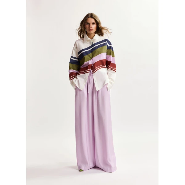 Essentiel Antwerp Lilac Relaxed-Fit Trousers With Drawstring Hems, view 4