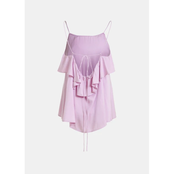 Essentiel Antwerp Lilac Ruffled Camisole Top With Tie-Back Detail, view 2