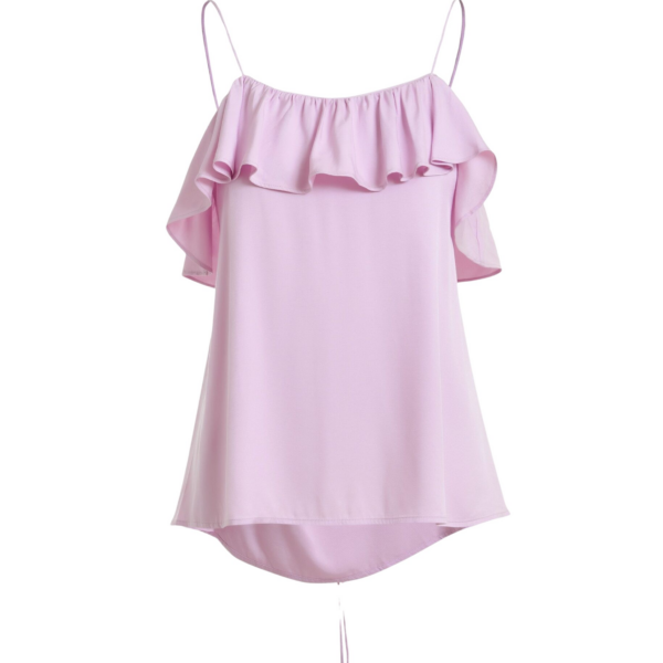 Essentiel Antwerp Lilac Ruffled Camisole Top With Tie-Back Detail - Essentiel Antwerp Tops - Colorful Belgian Design - Shop at Coveti