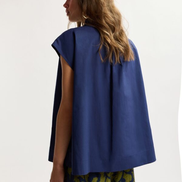 Essentiel Antwerp Navy Sleeveless Top With Tie Neckline - Essentiel Antwerp Tops - Colorful Belgian Design - Shop at Coveti