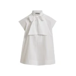 Essentiel Antwerp Off-White Sleeveless Top With Tie Neckline - Essentiel Antwerp Tops - Colorful Belgian Design - Shop at Coveti