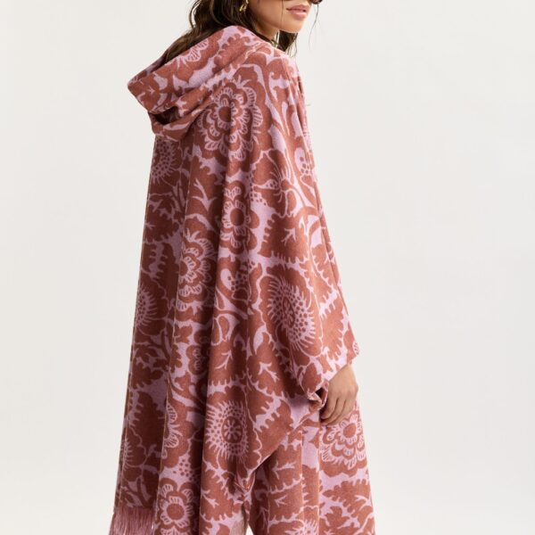 Essentiel Antwerp Pink And Brown Floral Jacquard Cotton-Blend Midi Dress With Hood - Essentiel Antwerp Dresses - Colorful Belgian Design - Shop at Coveti