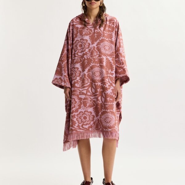 Essentiel Antwerp Pink And Brown Floral Jacquard Cotton-Blend Midi Dress With Hood - Essentiel Antwerp Dresses - Colorful Belgian Design - Shop at Coveti