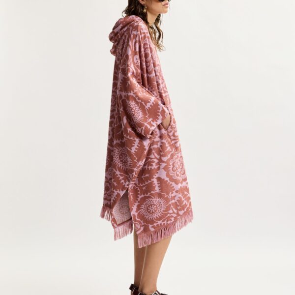 Essentiel Antwerp Pink And Brown Floral Jacquard Cotton-Blend Midi Dress With Hood - Essentiel Antwerp Dresses - Colorful Belgian Design - Shop at Coveti