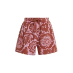 Essentiel Antwerp Pink And Brown Floral Jacquard Cotton-Blend Shorts With Drawstring Waist - Essentiel Antwerp Shorts - Colorful Belgian Design - Shop at Coveti