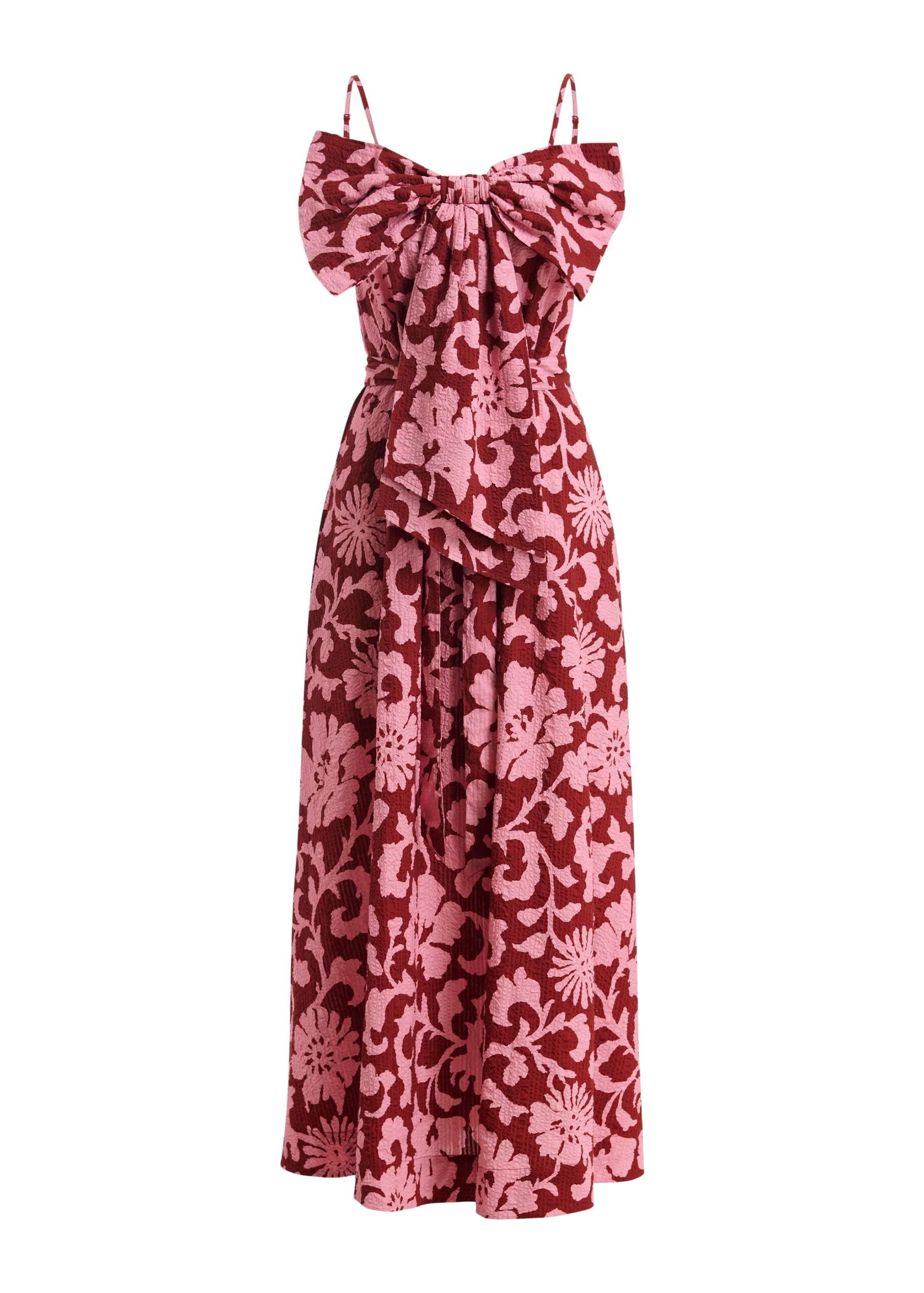Essentiel-Antwerp-Pink-And-Dark-Red-Floral-Print-Babydoll-Midi-Dress-With-Bow-Detail-scaled40865_nobg Essentiel Antwerp Pink And Dark Red Floral Print Babydoll Midi Dress With Bow Detail - Essentiel Antwerp Dresses - Colorful Belgian Design - Shop at Coveti