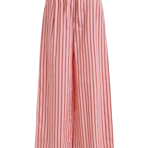 Essentiel Antwerp Pink And Red Striped Cotton Wide-Leg Pants - Essentiel Antwerp Pants - Colorful Belgian Design - Shop at Coveti