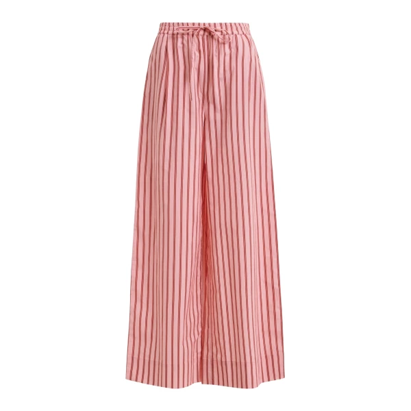 Essentiel Antwerp Pink And Red Striped Cotton Wide-Leg Pants - Essentiel Antwerp Pants - Colorful Belgian Design - Shop at Coveti