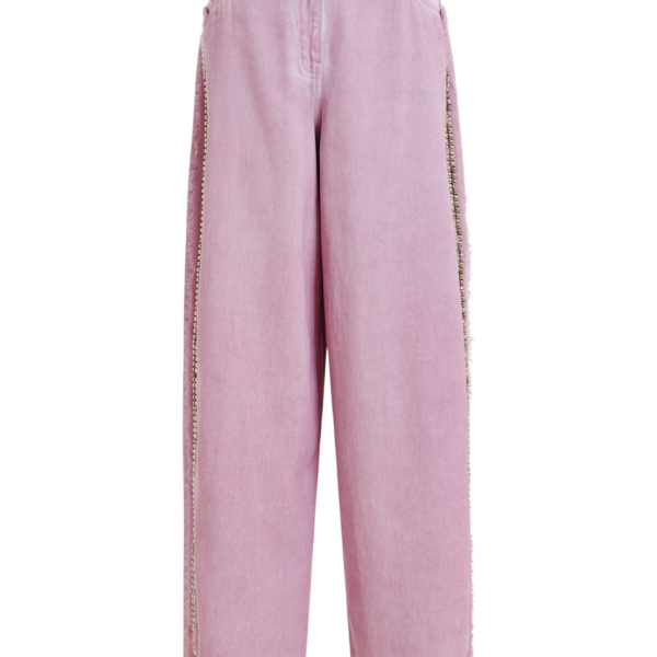 Essentiel Antwerp Purple High-Rise Wide-Leg Jeans With Embellished Side Trims - Essentiel Antwerp Pants - Colorful Belgian Design - Shop at Coveti