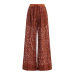 Essentiel Antwerp Rust Sequin-Embellished Wide-Leg Trousers - Essentiel Antwerp Pants - Colorful Belgian Design - Shop at Coveti