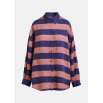 Essentiel Antwerp Vintage Pink And Purple Oversized Striped Shirt - Essentiel Antwerp Tops - Colorful Belgian Design - Shop at Coveti