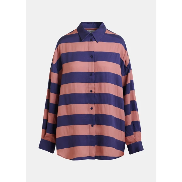 Essentiel Antwerp Vintage Pink And Purple Oversized Striped Shirt
